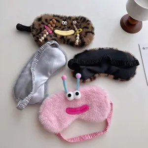 Cute plush sleep eye mask cute cartoon funny shading eye cover for women and students in winter.