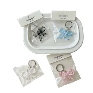Transparent acrylic bow keychain cute bag pendant lovely cartoon accessories gift for girls