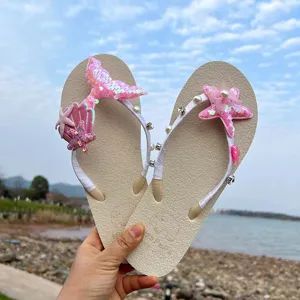 Women mermaid starfish sequin flip flops summer beach fashion casual seaside sandals shoes