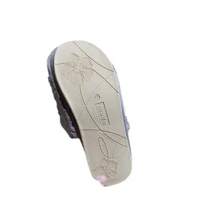 Women's warm faux wool home slippers with anti-slip flower sole design size 37 cozy footwear