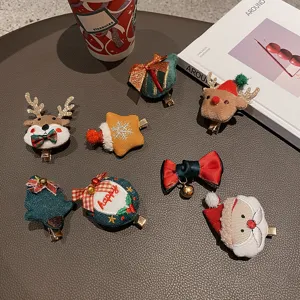 Weihnachtliche Plüsch Haarklammern süße Cartoon Rentier Weihnachtsmann Haarschmuck Damen