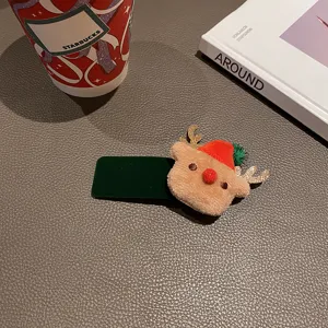 Weihnachten Rentier Plüsch Haarklammer, süße Cartoon Haarspange mit einer weichen Samtbasis.