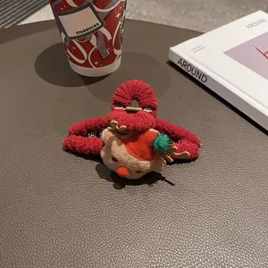 Weihnachten Rentier Haarklammer Plüsch gestrickt süßes Haaraccessoire für Damen und Mädchen