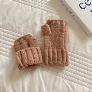 Guanti lavorati a maglia senza dita da donna, scaldapolsi invernali caldi, comodi guanti.