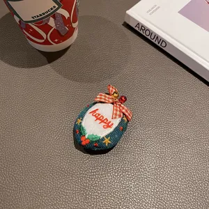 Weihnachten Haarklammer Pluesch bestickt niedliche Schleife Glocke Urlaubsgeschenk fuer Damen