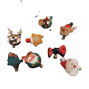 Weihnachten Pluesch Haarspangen Set Cartoon Rentier Weihnachtsmann Haarnadeln für Kinder