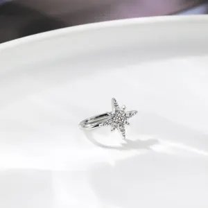 Detailed close-up shot of the sparkly star clip-on earring and fashion faux nose ring.