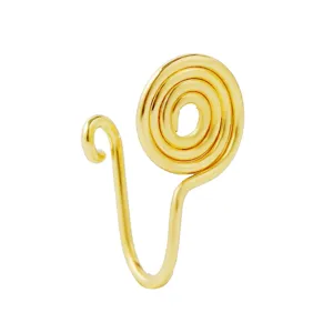 Gold tone spiral fake nose ring cuff clip on non piercing body jewelry for women retro style