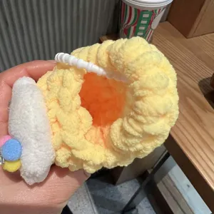 Borsa monete gelato uncinetto fatta a mano borsa auricolari lana ciondolo cartone animato