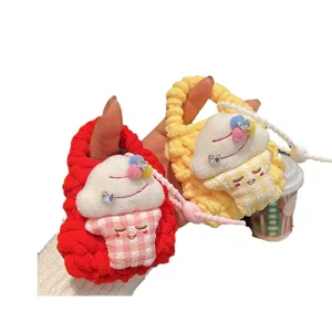 Borsa per auricolari gelato all'uncinetto fatta a mano simpatico portamonete in peluche pendente