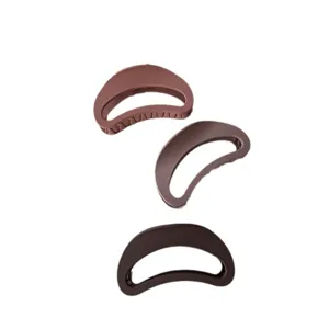 Matte brown hair claw clips set, large hollow crescent design, elegant hair accessories.
