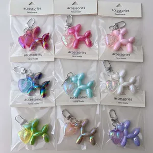 Acrylic Balloon Dog Keychain Colorful Plated Cute Key Chain Bag Pendant Creative Gift For Women Men Daily Jewelry Accessories