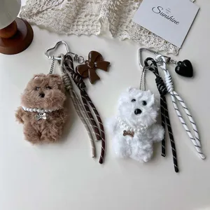Süßer Plüsch Hund Taschenanhänger flauschiger Tier Schlüsselanhänger süßer Rucksack Zubehör