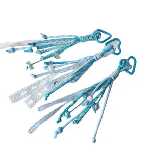 Blue series lace ribbon braided lanyard keychain bag charm, set of 3 aesthetic bag charms.