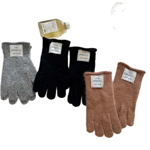 Mujeres otoño invierno cálidos guantes de cinco dedos de punto mezcla de lana suave