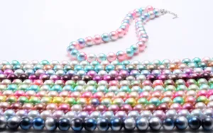 Colorful magic pearl children necklace set shiny beaded multi color jewelry details view