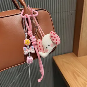 Cute cartoon elephant plush doll bag charm girlish versatile kawaii keychain pendant for women