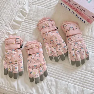 Winter warm ski gloves parent-child set cute bear touchscreen thick fleece thermal outdoor