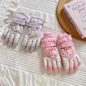 Kinder Winter wasserdicht verdickt warm Skihandschuhe süß Cartoon fünf Finger Fäustlinge
