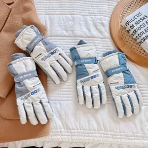 Men's winter ski gloves waterproof thermal fleece thick cold-proof cycling outdoor gloves.