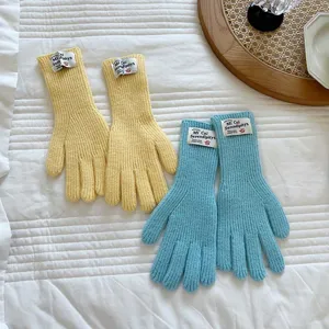 Guantes de invierno de punto cómodos para mujeres, elegantes guantes térmicos suaves.