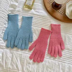 Guanti invernali spessi in maglia da donna a righe verticali caldi guanti touch screen