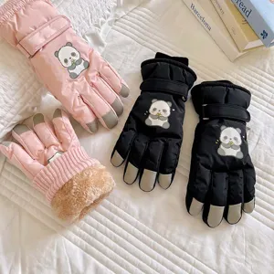 Guanti da sci panda carini addensati impermeabili caldi invernali ciclismo esterno