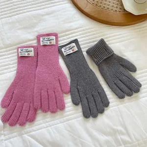 Guantes largos de punto para mujer guantes de invierno cálidos de lana cinco dedos.