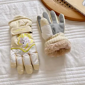 Kinder Skihandschuhe Winter wasserdicht dick warm Fleece rutschfest Touchscreen Cartoon Handschuhe
