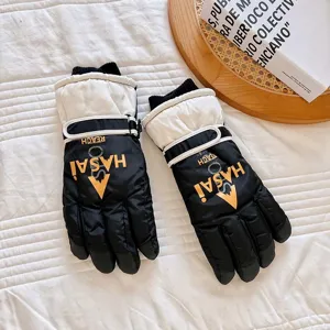Winter waterproof thermal ski gloves for outdoor cycling, warm fleece lined snow mittens.