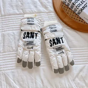 Warm winter ski gloves with waterproof non-slip design and fleece lining for outdoor sports.