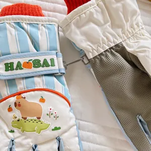 Kinder dicke wasserdichte Skihandschuhe mit Capybara Muster, warme gefütterte Winterausrüstung.