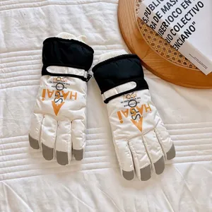 Waterproof winter ski gloves for outdoor sports, windproof thermal fleece touch screen snow mittens.