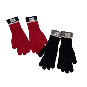Thickened color-blocked split-finger knitted gloves for warm autumn and winter cycling.