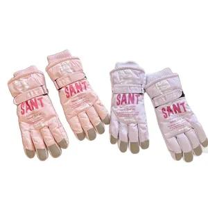 Warm non-slip touchscreen gloves for winter ski cycling, waterproof fleece thickened design