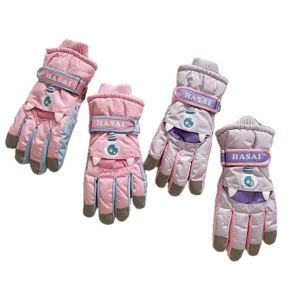 Kids winter ski gloves waterproof warm windproof thick cute monster design for outdoor snow sports