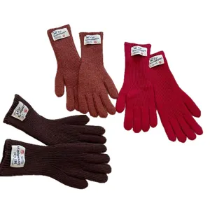 Guantes de punto cálidos de invierno para mujer, guantes térmicos coloridos de cinco dedos.