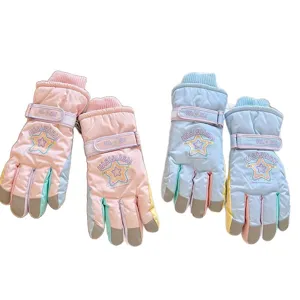Winter thermal ski gloves for women and kids, windproof waterproof touchscreen warm outdoor wear.
