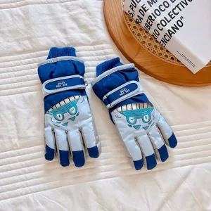 Kids waterproof ski gloves winter warm thick fleece non-slip gloves for boys and girls