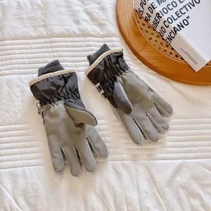 Waterproof winter children ski gloves, warm fleece thick kids outdoor sports mittens.