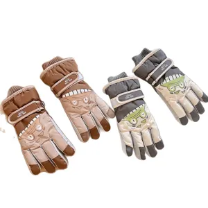 Kids waterproof ski gloves winter warm thick thermal gloves for boys and girls outdoors.