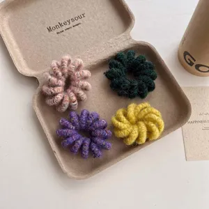 Fluffy telephone wire hair ties plush colorful scrunchies cute soft winter hair accessories