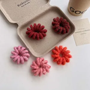 Cute plush telephone wire hair ties, soft fuzzy hair ropes, sweet ponytail accessories.