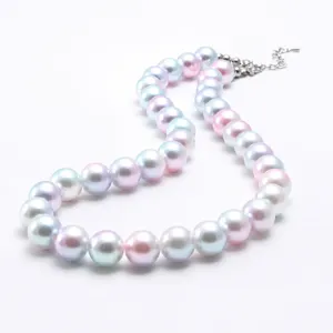 Collana Bambina Perla Sintetica Multicolore Pastello Gioiello Trendy per la Piccola