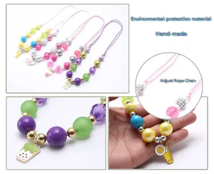 Süße Kinder Perlenkette verstellbare Kordel Legierung Anhänger Handgemachte bunte Modeschmuck