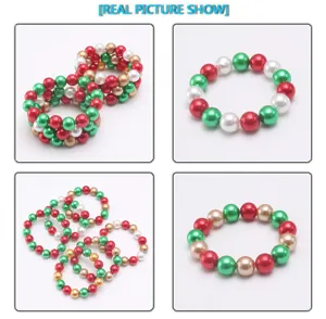 Weihnachten Kinder Perlenarmband, farbige ABS Perlen elastisches Armband für Mädchen Jungen.