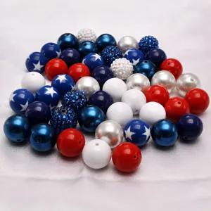 20mm patriotic acrylic chunky bubblegum beads bulk mix for diy jewelry making crafts