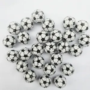 20mm Fußball Harz Strass Loose Perlen Schwarz Weiß Sport Chunky Basteln DIY Zubehör