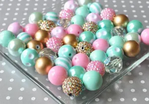 50pcs vert menthe 20mm acrylique gros perles mélange coloré perles pour fabrication de bijoux DIY