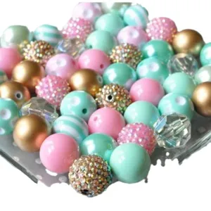 50pcs 20mm perles acrylique vert menthe chunky beads ensemble colore pour creation de bijoux